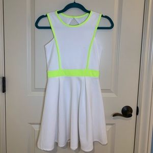 Sally Miller girls white dress with neon yellow